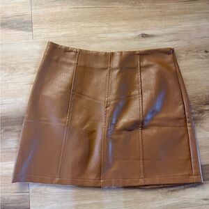 Bluivy Brown Leather Mini Skirt